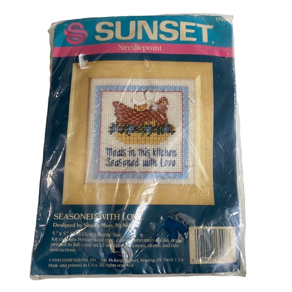 Vintage 1990 Dimensions Inc Sunset Needlepoint Kit Turkey Thanksgiving Holidays